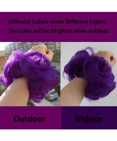 iLUU 2pcs Synthetic Hair Bun Extensions - Purple Under Sunshine/Blue Indoor - Heat Resistant Fiber Hairpiece - Buy Online on GoSupps.com