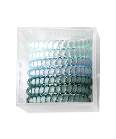 Spiral Hair Ties for Women & Girls High-End Translucent Hair Accessories Durable and Elegant Colorful Bands Telephone Cord Bobbles Premium Quality Crystalline Holders (green line)