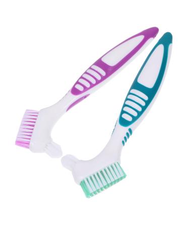 Anneome 2 pieces of prostheses cleaning brush prosthesis brush to clean portable toothbrushes for dentures for dentures for braces for braces prosthesis cleaner
