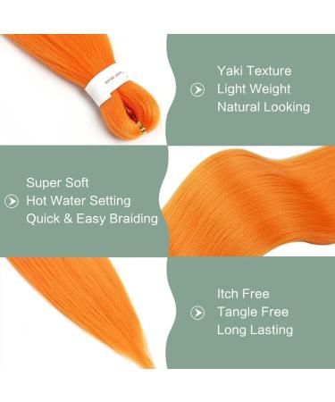 YDDM Pre-Stretched 20-Inch Orange Braiding Hair Extensions - 6 Pack Jumbo Braids for Artistry & Styling - Buy Online on GoSupps.com
