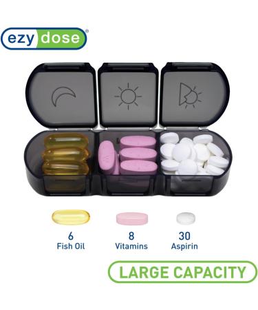 Ezy Dose Weekly Pill Organizer - 7-Day Vitamin & Medicine Box Large Compartments BPA Free Black 3 Times a Day - Convenient & Easy to Use - Buy Online on GoSupps.com