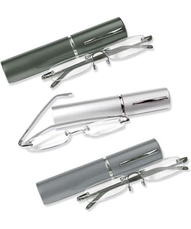 Cadenis Rimless Reading Glasses +3.00 Dpt with Case Stylish Silver Reading Aid - Buy Online on GoSupps.com