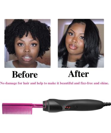 Electric Hot Comb Pink Hair Straightener for Natural Black Hair - Wide Tooth Comb, Rat Tail Comb, Wax Stick Included - Buy Online on GoSupps.com