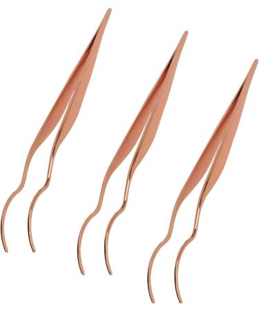 Curved Eyelash Tweezers Set - 3 Pieces Stainless Steel Portable & Compact for Travel | Wide Clip Opening - Buy Online on GoSupps.com