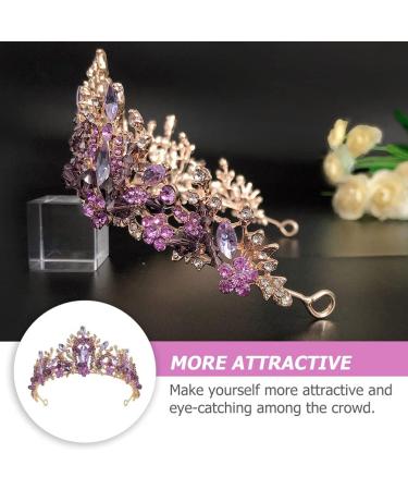 Lurrose Vintage Baroque Queen Crown | Purple Violet Crystal Tiara | Rhinestone Wedding & Gothic Headpiece for Women & Girls - Buy Online on GoSupps.com