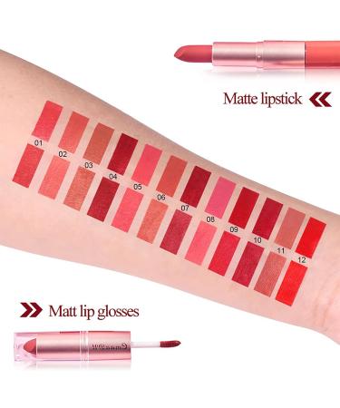 Buy 3 Pcs 2-in-1 Lipstick Lip Gloss Set - Waterproof Long Lasting Moisturizing Velvet Tint for Women | Durable Makeup Essentials - Buy Online on GoSupps.com