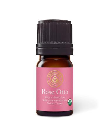 Aromatics International Premium Organic Rose Otto Essential Oil 5ml | 100% Pure Essential Oil for Diffusion & Aromatherapy Rose Otto 0.17 Fl Oz (Pack of 1)