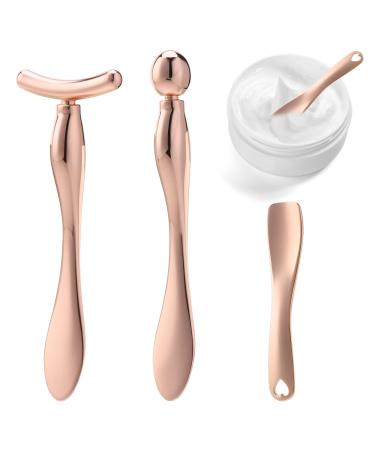 Sibba 3 PCS Makeup Spatula Cosmetic Mini Spoon Skincare Make Up Tool Beauty Facial Lotion Face Cream Mask Applicator Lip Holder Esthetician Metal Skin Bowls Scooping Creams Mixing Eyebrow Skin Care