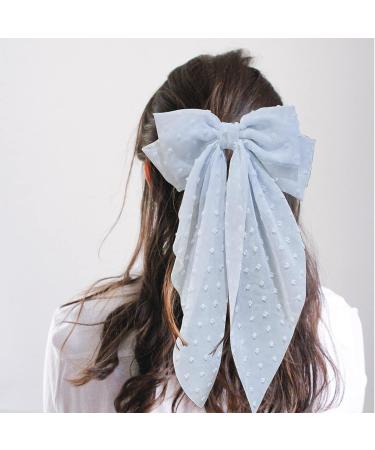 8 Inch Blue Hair Bow - Butterfly Knot Metal & Fabric - Large Women's Fashion Accessory - Buy Online on GoSupps.com