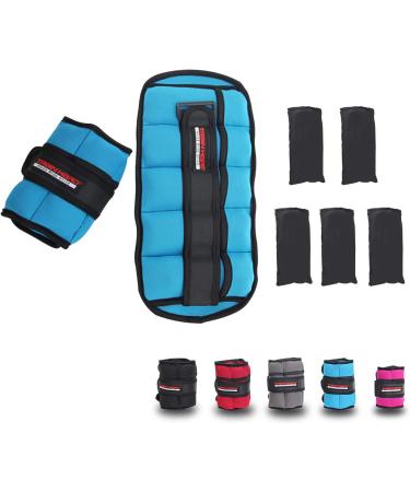 Trainhard Adjustable Weight Cuffs - 1 kg & 2.5 kg for Hands & Ankles | 5 Separable Weight Bags | Joint 2 Set | Running Weights in 4 Variants & 5 Colors - 1.5 kg Blue - Buy Online on GoSupps.com