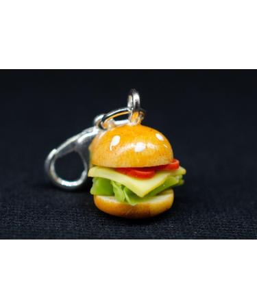 Miniblings Hamburger Cheeseburger Charm Zipper Pull - Handmade Silvering Chain Pendant Jewelry for Bracelets & Bags - 12mm - Buy Online on GoSupps.com