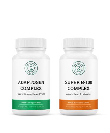2nd Springs B-100 Complex & Adaptogen Complex Bundle - Energy Calming Relief & Emotional Well-Being for Optimal Living