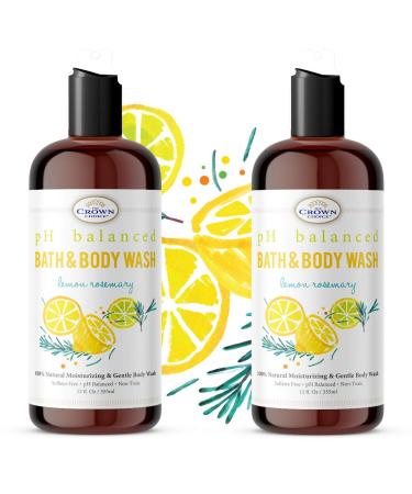 All Natural Body Wash Sensitive Skin for Women, Men - 2PACK pH5.5 – Best pH Balance Shower Gel Liquid for All Skin – Moisturizing Sulfate Free Body Soap Gel Liquid – Chemical Free Cleanser Lemon Zest 2PK