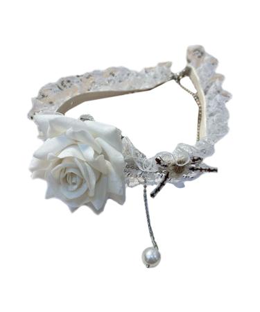 KUAIYIJU Exquisite Floral Choker Necklace Rose Flower Lace Collar Neck Accessories for Wedding Party
