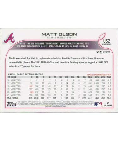 2022 Topps Update #US2 Matt Olson NM-MT Atlanta Braves Baseball - Buy Online on GoSupps.com