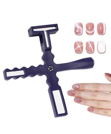 Yianyal Cat Eye Magnet Tool - Magnetic Nail Polish Magnet Wand - Professional Cat Eye Stick 5 in 1 Nail Design Tools for Lovers Purple