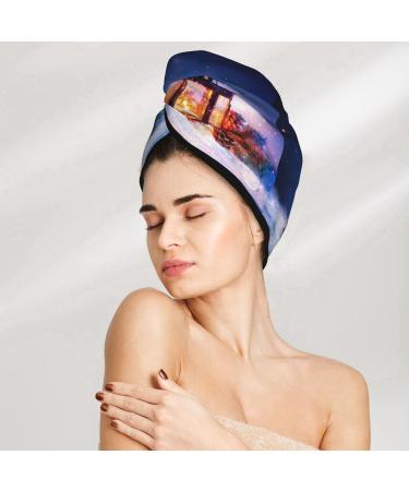 Hair Towel Wrap for Quick Drying - Christmas Lantern Design | Ultimate Hair Drying Turban - Buy Online on GoSupps.com