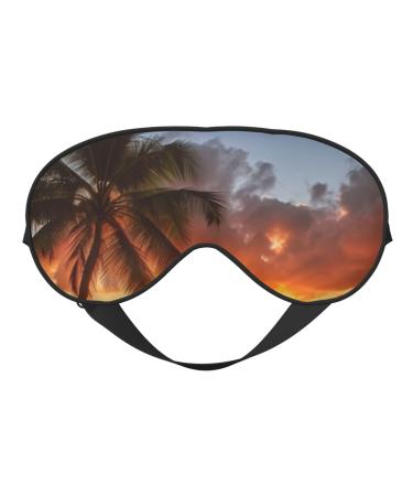 Sunset Hawaiian Palm Tree Printed Soft Eye Mask Zero Eye Pressure Sleeping Eye Mask Travel Blackout Eye Mask