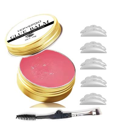 2024 Lash Lift Glue Balm Upgrade Lash Lift Glue Adhesive 2 in 1 Glue Balm for Eyelash Lift Brow Lamination Semi-Permanent Lifting Curling Perming Professional Use for Salon Pink 0.35oz Pink-Strawberry