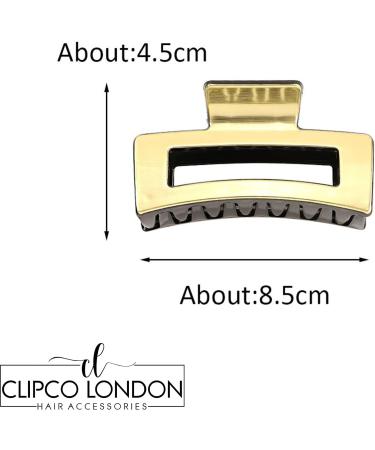 Rectangle Claw Clip Set - Retro Gold Metallic Leopard Print & Tortoise Shell Hair Claws for Women - 4pcs, Medium to Large Size 8.5cm - Buy Online on GoSupps.com