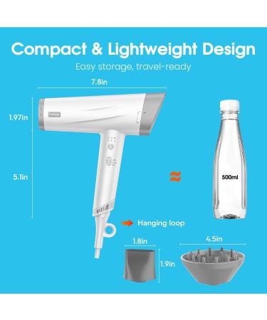Fentgo High Speed Ionic Hair Dryer - 1875W Professional Blow Dryer with Diffuser | Lightweight & Fast Drying for Women & Men - 110 000 RPM AC Motor - Buy Online on GoSupps.com