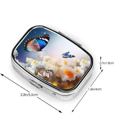 Buy Flowers & Butterfly Printed Square Pill Box | Portable Travel Medicine Organizer - Buy Online on GoSupps.com