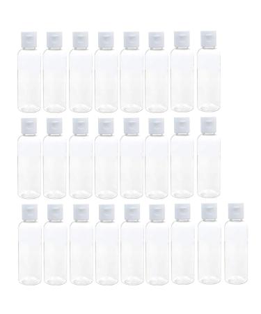 2 Ounce/60ml Plastic Empty Bottles with Flip Cap, Refillable Cosmetic Bottles, Air Flight Travel Bottles for Shampoo, Liquid Body Soap, Toner, Lotion, Cream - Clear - Set of 25