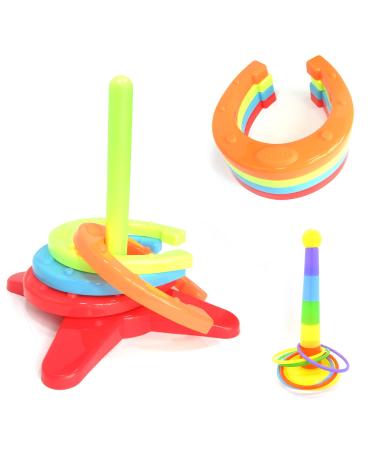 26 cm Horseshoes Set and 16 cm Ring Toss Game Set for Indoor/Outdoor Game