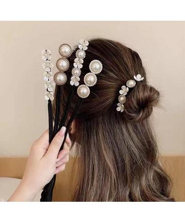 Flower Pearl Hair Bun Maker Set - Lazy Hairstyle Accessories for Women and Girls - Buy Online on GoSupps.com