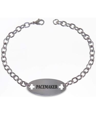 PACEMAKER Medical Alert ID Bracelet | Stainless Steel Identification with 9 Inch Chain - Safe & Stylish International Shipping Available - Buy Online on GoSupps.com