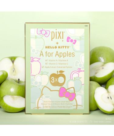 Pixi + Hello Kitty A for Apples Sheet Mask | Hydrating & Brightening | Vitamin A C & Apple Extract | 3 Masks - Buy Online on GoSupps.com