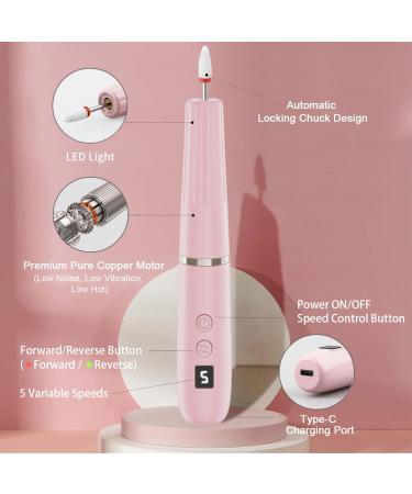 Professional Nail Drill Kit - Portable Electric Nail Files for Acrylic Nails | Rechargeable Manicure & Pedicure Set for Beginners & Pros - Pink - Buy Online on GoSupps.com