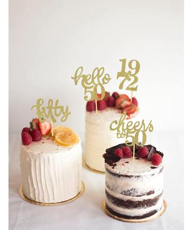 24 Pcs Gold Glitter 50th Birthday Cupcake Toppers - Celebrate Fifty Years Old Birthday Party Decor - Buy Online on GoSupps.com