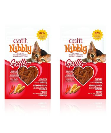 Catit Nibbly Grills Chicken and Lobster Chewable Strips for Cats 30g (Pack of 2) 30 g (Pack of 2)