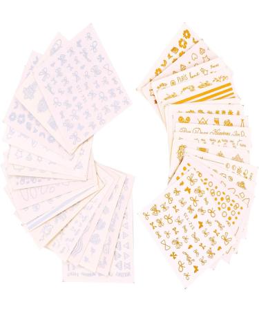 FRCOLOR Gold Nail Art Adhesive Sticker Decals 3D Metallic Silver Nail Decorations Water Transfer for Women Girls Nail Art Supplies Golden Silver - Buy Online on GoSupps.com