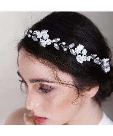 Beryuan Blue Crystal Wedding Hair Vine - Floral Leaf Design for Bride, Bridesmaid, Women & Girls - Pearls & Crystals Hair Accessory - Buy Online on GoSupps.com