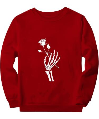 Halloween Costumes Round Neck Casual Long Sleeve Sweatshirt Top Fashion Top Watermelon Red Large - Buy Online on GoSupps.com