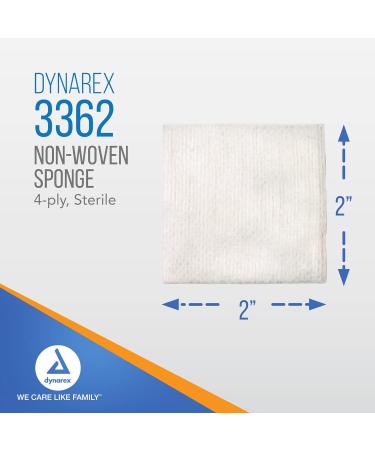 Buy Dynarex Non-Woven Sterile Gauze Sponges - Highly Absorbent Lint-Free 2x2 4 Ply - Box of 50 for Cleansing & Dressing - International Shipping Available - Buy Online on GoSupps.com