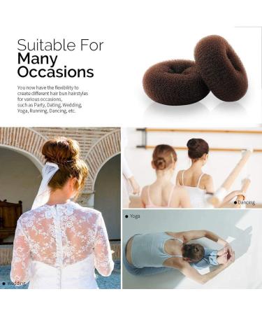 WACURRENTHYD X-Large Brown Hair Donut Bun Maker 2PCS - Chignon Doughnut Shaper for Thick & Long Hair - Buy Online on GoSupps.com