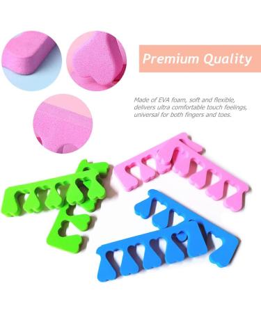SAMHENG 24 Pcs Foam Toe Separators for Pedicure - 3 Colors, Soft Toe Stretcher Spacers, Finger Dividers for Nail Salon - Sponge Toe Cushion for Nail Art & Toenails - Buy Online on GoSupps.com