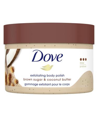 Dove Exfoliating Body Polish for silky smooth skin Brown Sugar & Coconut Butter body scrub exfoliates & restores skin's natural nutrients 298 g Brown Sugar & Coconut Butter 298 g (Pack of 1)