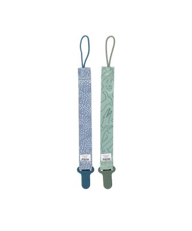 Nuby Pacifinder Pacifier Clip 2 Pack - Boy Blue Dots and Green Dino Holder - Buy Online on GoSupps.com