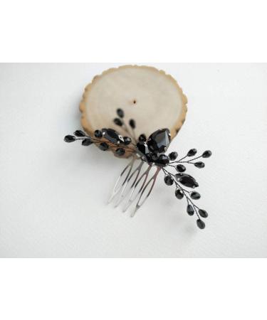 Beryuan Rhinestone Onyx Black Teardrop Hair Comb - Bridal Wedding Accessory - Buy Online on GoSupps.com