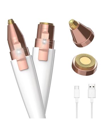 Eyebrow Razor,Facial Hair Removal for Women, Hair Remover, (USB Rechargeable), 2 in 1 Eyebrow Trimmer and 100% Painless Hair Remover with Light for Eyebrow, Nose, Lips, Face, Body