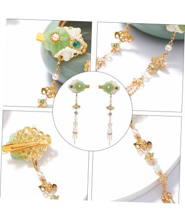 Beaupretty 2 Pairs tassel hair clip Flower Hair Clip hair barrettes for women Chinese Style Hair Clips Bridal Hair Clips decorative chopsticks womens accessories antique jade bride pearl - Buy Online on GoSupps.com