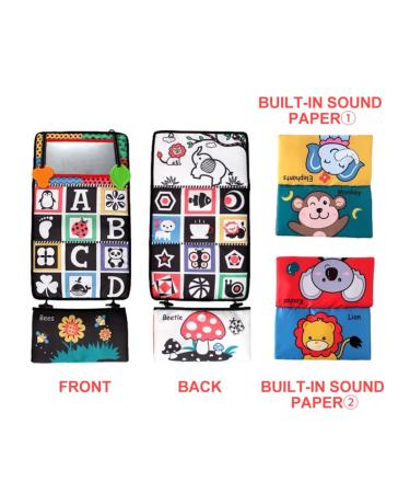 Toddmomy 6-Piece Crinkle Black Infant Activity Set | Educational Baby Bite Rings Reflective Bathroom Mirror & Colorful Fabric Book for Newborn Girls | Developmental Playtime Toys 60x26cm - Buy Online on GoSupps.com