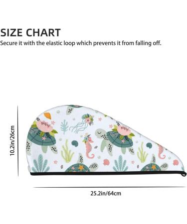 Quick-Dry Hair Towel Wrap - Turtle & Sea Life Design | Ultra-Absorbent Hair Drying Turban - Buy Online on GoSupps.com