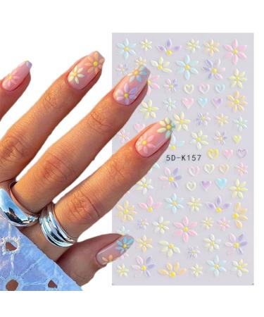 Daisy Nail Art Sticker 5D - Exquisite Floral Nail Decal, Self-Adhesive Design for Women & Girls - 4 Sheet Pack - Buy Online on GoSupps.com