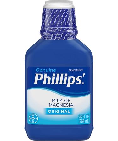 Phillips' Milk of Magnesia Overnight Relief of Occasional Constipation Liquid Laxative Original 26 Fl Oz Bottle - Pack of 4