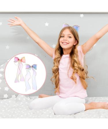 WLLHYF 2 Pcs Colorful Ribbon Hair Bows with Pearl Tassels - Embroidered Alligator Clips for Girls, Teens, Women - Ideal for Princess Wedding, Birthday Party - Buy Online on GoSupps.com